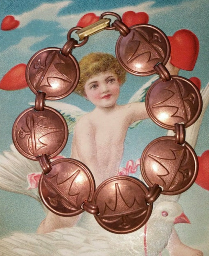 Vintage Copper Coin Bracelet Southwest